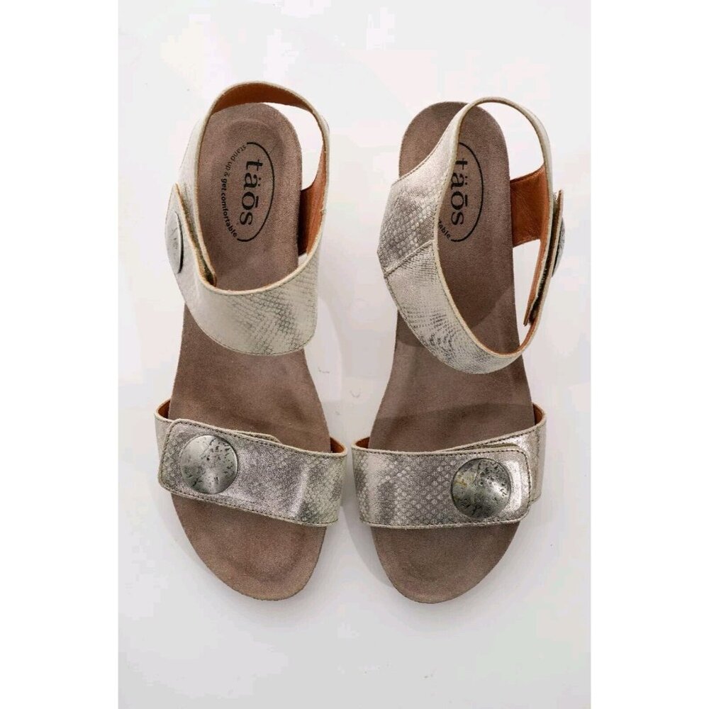Taos Carousel 2 Wedge Leather Sandals Women's Sz 11 Shoes - Picture 2 of 16